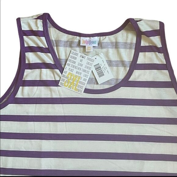 LuLaRoe Womens 3XL White & Purple Striped Tank Top Sleeveless Layering Plus Size - Picture 4 of 11